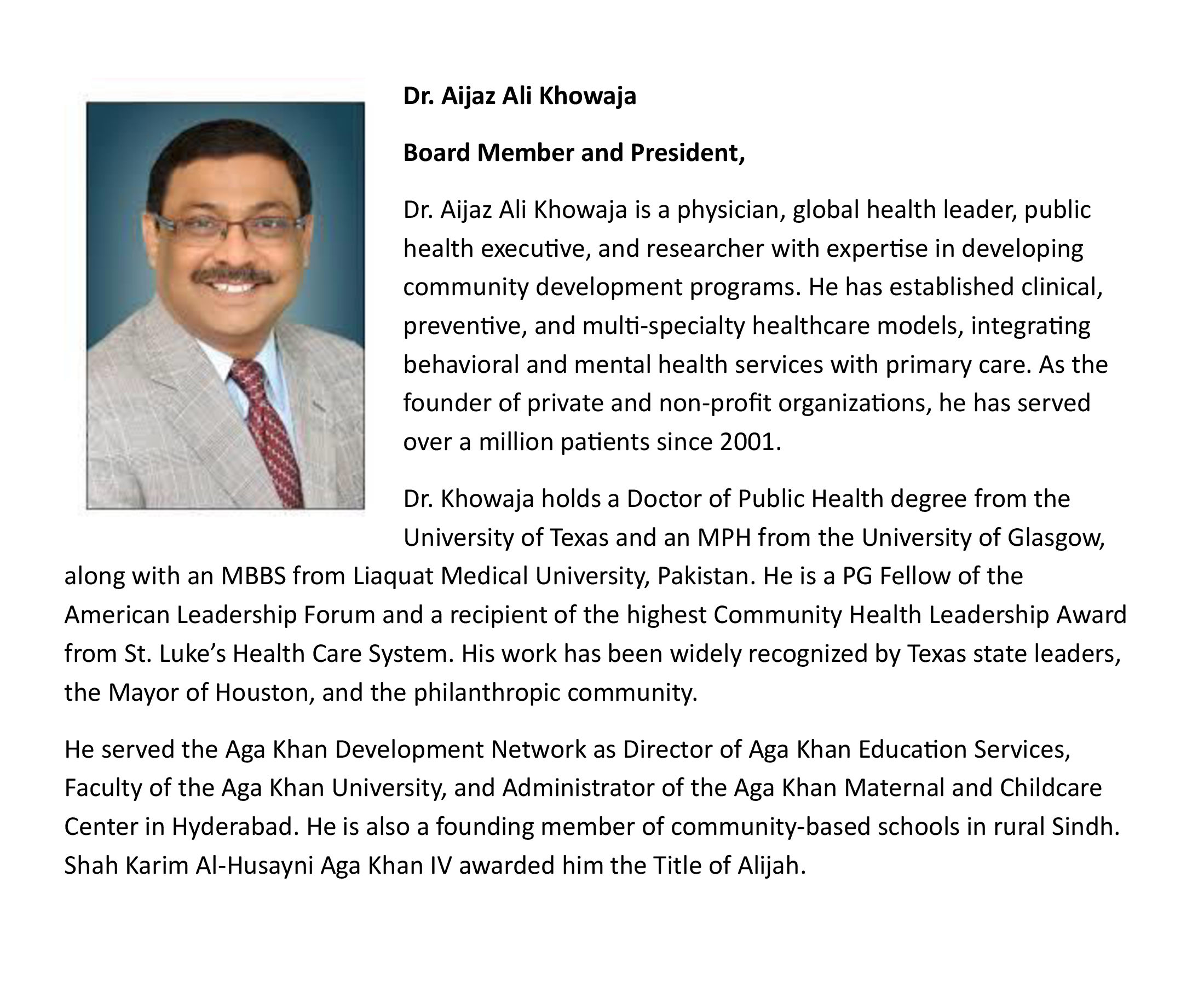 1. Board of Director Dr. Khowaja